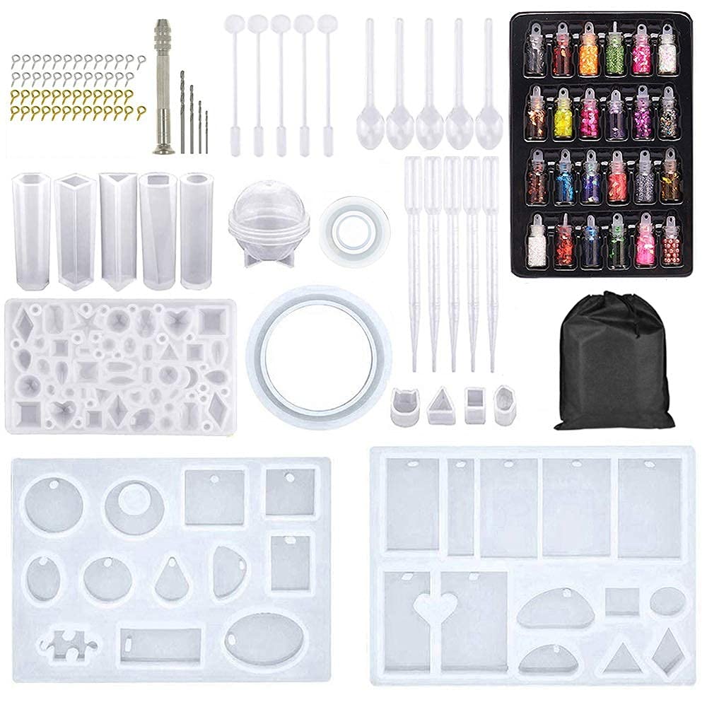 HASTHIP 109 PCS Silicone Resin Moulds for Jewellery Making with a Storage Bag, Epoxy Resin Moulds, Jewelry Casting Molds Craft DIY Set HASTHIP 109 PCS Silicone Resin Moulds for Jewellery Making with a Storage Bag, Epoxy Resin Moulds, Jewelry Casting Molds Craft DIY Set